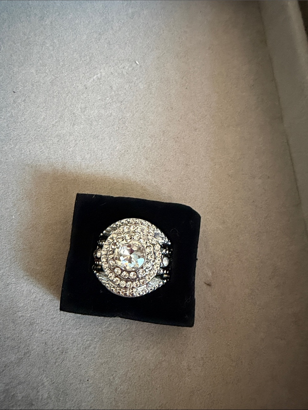 paparazzi Silver-Tone Crystal Halo Cocktail Ring - Clear